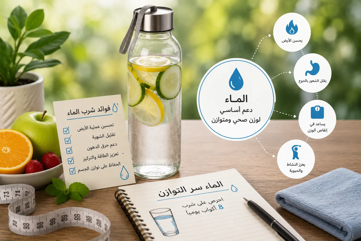 أهمية شرب الماء في الحفاظ على وزن صحي ومتوازن